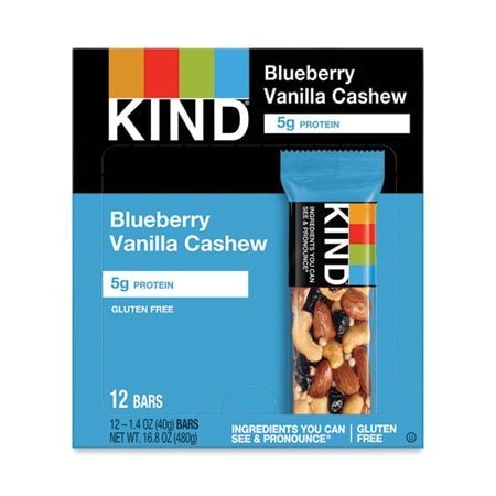 Kind KIND, Fruit And Nut Bars, Blueberry Vanilla And Cashew, 1.4 Oz Bar, 12/box 18039